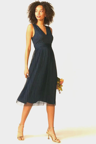 Coast neck pleated - v-neck, skirt