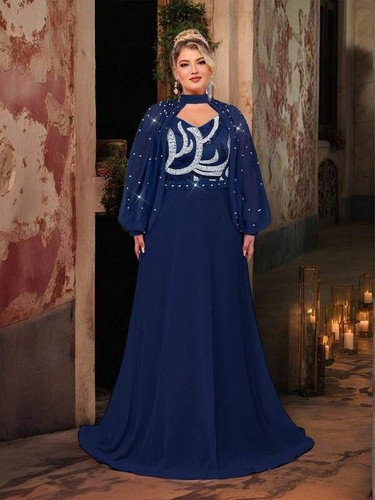Navy blue maxi - navy, chiffon