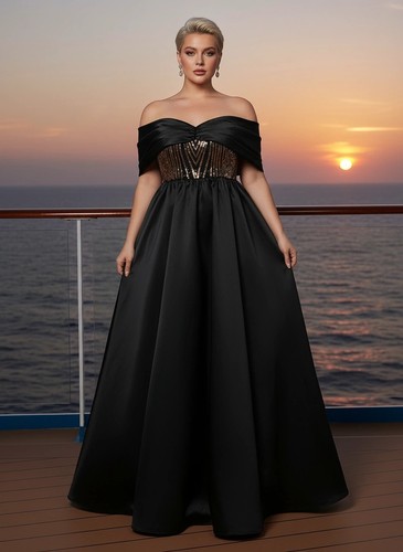 Black satin full skirt - black,